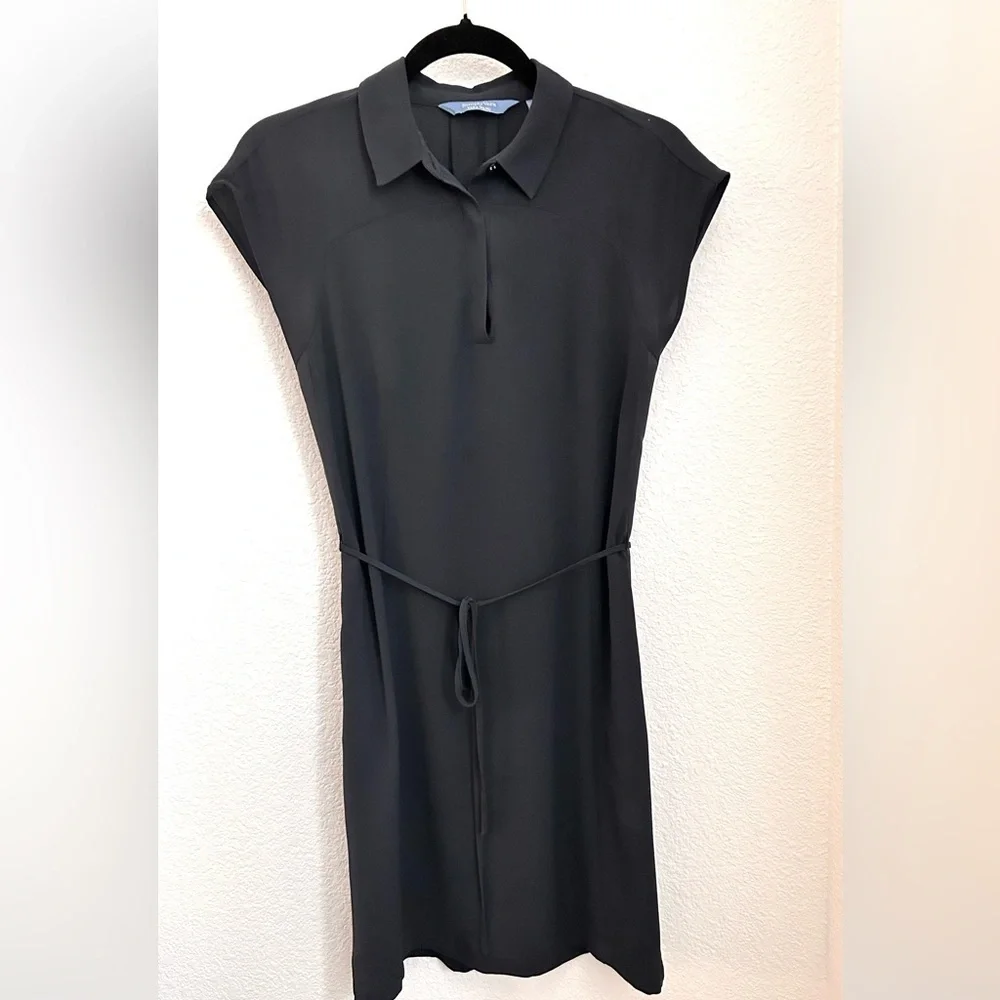 💖5 for $50💖SIMPLY VERA WANG Navy Blue Mini Shirt Dress Collard Belted Lined